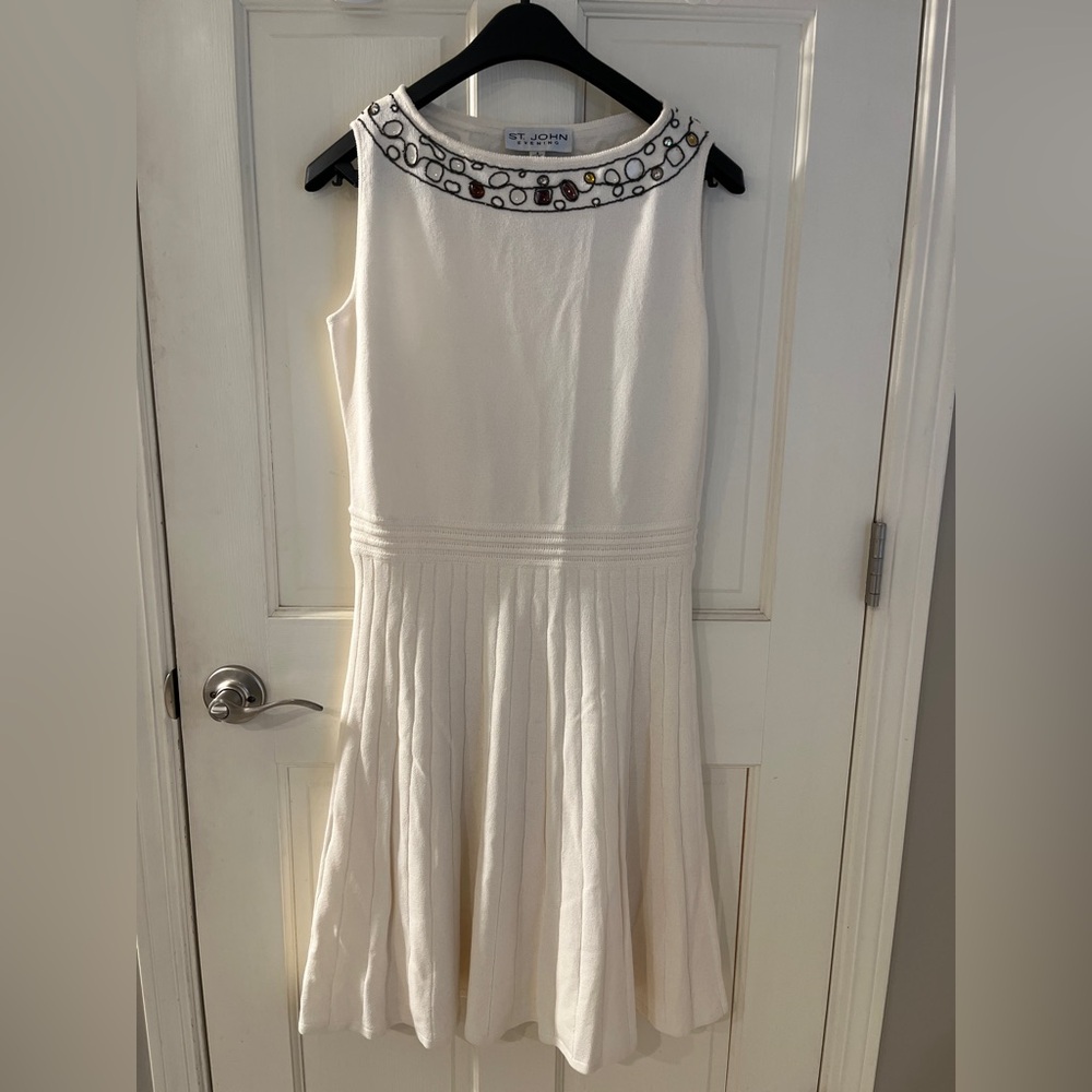 St. John Evening knit dress with Gem embellished neckline size 4